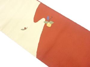 曲線に花葉模様織出し名古屋帯